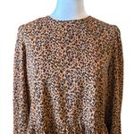 POMANDER PLACE Tuckernuck Leopard Carlota Peplum Blouse Womens Size XS Brown Photo 7