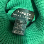 Ralph Lauren Lauren  Woman’s Ribbed Knit Turtleneck Sweater 2X Cotton Kelly Green Photo 4