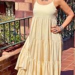FORE Yellow tiered maxi dress flowy summer dress adjustable straps Size Small Photo 0