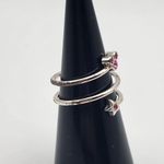 Disney  Silver Tone Mickey Mouse & Star Pink Rhinestones Wrap Ring Photo 2