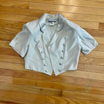 Alexis  Cream Short Sleeve Blazer with Satin Collar Photo 3