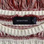 MINKPINK Womens Size XS Sunday Frills Fringe Sweater Top in Maroon & White Boho Photo 14