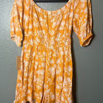 Bebop Orange Floral Romper, Size Medium Photo 0