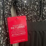 Little Mistress black long sleeve sequin pleated dress gunmetal Party New Sz 6 Photo 2
