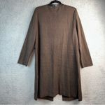 Misook Heritage Fit Faux Leather Trim Size Medium Long Cardigan Dark Academia Photo 4