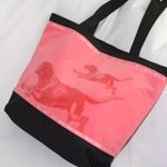 Doggy Beach Bag Black Canvas with Coral Running Dog motif NEW Photo 1