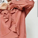 Moon River Moon River Rust Unbalanced Ruffle Top Size XS Photo 3