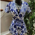 Boohoo  Women White & Blue Floral Polyester V-Neck ShortSleeve Romper Suit Size 6 Photo 7