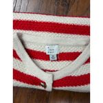 A New Day Womens XS Red White Striped Knit Cardigan Sweater Gold Button Pockets Photo 4
