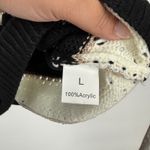 Striped Open Knit Sweater V Neck Black Cream Lightweight Size L Size L Photo 4