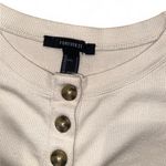 Forever 21 Beige ribbed cropped long sleeve top with button up front Photo 4