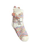 Snoozies white knit socks with multicolor pattern NWT Photo 3