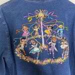Bob Mackie Wearable Art Womens Large Shirt Embroidered Denim Kids Maypole Dance Photo 7