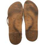 beek + montage Leather Flip Flops Gold Strap Studded Thong Sandals Size 8 Anthro Brown Photo 1