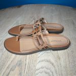 Vionic  Alvana Women’s Tan Leather Slip On Sandals Geometric Cage Cutout Size 10 Photo 3