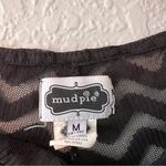 Mud Pie  Women Black Casual see through mesh lace Pants chevron print MEDIUM #83 Photo 7