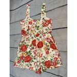 MNG Mango Floral Romper Medium White Red Rose Print – Missing Belt Photo 1