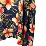 Perfect Peach Tropical Hawaiian Floral Multicolored Print Top Size Medium Blue Photo 8