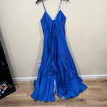Alexis $495  "Sabelle" tafetta tiered button halter maxi dress - Cobalt Blue - M Photo 2