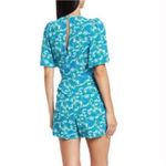 Socialite Wrap Romper Womens M Blue Floral Short Flutter Sleeve Garden Party Photo 1