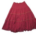 Anthropologie NWT Tiered Lace Maxi in Maroon Red Cotton Pull-on Skirt 1X Photo 4