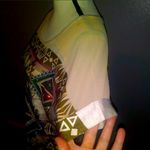 Vocal  USA beige sequined Aztec native print short sleeve blouse Photo 2