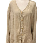 Flax  Beige Cream Button Up Top 100 Percent Linen Women's Size Large Lagenlook. Photo 0
