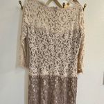 Tadashi Shoji  BHLDN Anthropologie Lace Boatneck 3/4 Sleeve Gown Cream Dress 12 Photo 11