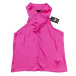 Sincerely Jules Hot Pink Satin Halter Top Wrap Neck Sleeveless Blouse Medium Photo 1