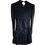 Sabina Musayev Brenda Navy Blue Metallic Long Sleeve Mock Neck Mini Dress Small Photo 10