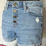 Mudd  Button Fly Blue Jean Shorts High-Waisted Distressed Photo 2
