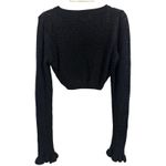 Beginning Boutique Black Cropped Open Knit Sheer Sweater Long Ruffle Sleeves Size 4 Whimsigoth Photo 1