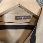 J. McLaughlin  Silk Tan Black Striped Button Blouse Womens Large Photo 2