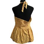 American Eagle Yellow Floral Halter Smocked Peplum Sleeveless Top Size XL Photo 2