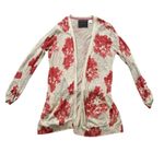 Anthropologie Guinevere cream & pink floral knit open front cardigan sweater, S Photo 10