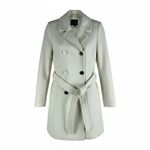 EXPRESS Premium Wool Blend Belted Double Breasted Coat Cream White Size XS Photo 2