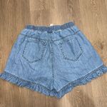 Disney  Peter Pan Tinker Bell Denim Ruffle Tinker Bell Embroidery Shorts Sz Large Photo 5