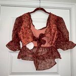 Lost + Wander New, Venus Rising Floral Print Puff Short Sleeve Peplum Top Size L Photo 9