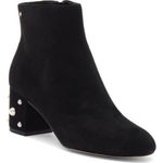 Kate Spade Taraji Faux Pearl Suede Block Heel Booties Black 9 Women Ankle Boots Photo 3