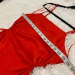 Christian LaCroix  Square Neck Cutout Satin Dress in Orange Small Photo 2