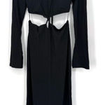 Rumer Oasis Black Ribbed Cut Out Long Sleeve Dress Large NWT‎ Photo 1