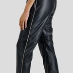 LNA Like New  Faux Leather Stretch High Rise Contrast Seam Pants Black Medium Photo 2