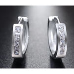 Boutique NEW White Gold Plated .925 Simulated Diamond Huggie Hoop Earrings, Unisex 10mm‎ Photo 11