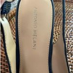 Antonio Melani Wedge Sandals Leather Navy Suede Womens 10 M Shoes Peep Toe Photo 5