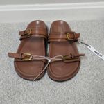 Jason Wu  Women's Brown Double Gold‎ Buckle Slide Sandals Sz 9 Casual Slip-On Photo 1