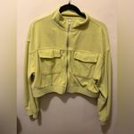Aerie  Groove on ribbed velour jacket lemon lime size large Photo 1