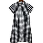 J.Crew  Classic Casual Checkered Short Sleeve Shirt Mini Dress XS Black White Photo 9