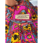 Tucker 100% Silk Shirt Dress Tunic sz M Bold Bright Pattern Pink Size M Photo 8
