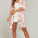 Show Me Your Mumu  Pink and White Floral 3/4 Sleeve Robe One Size Photo 1