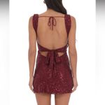 Lucy in the Sky Sequin Bodycon Dress in Burgundy Red Medium Photo 1